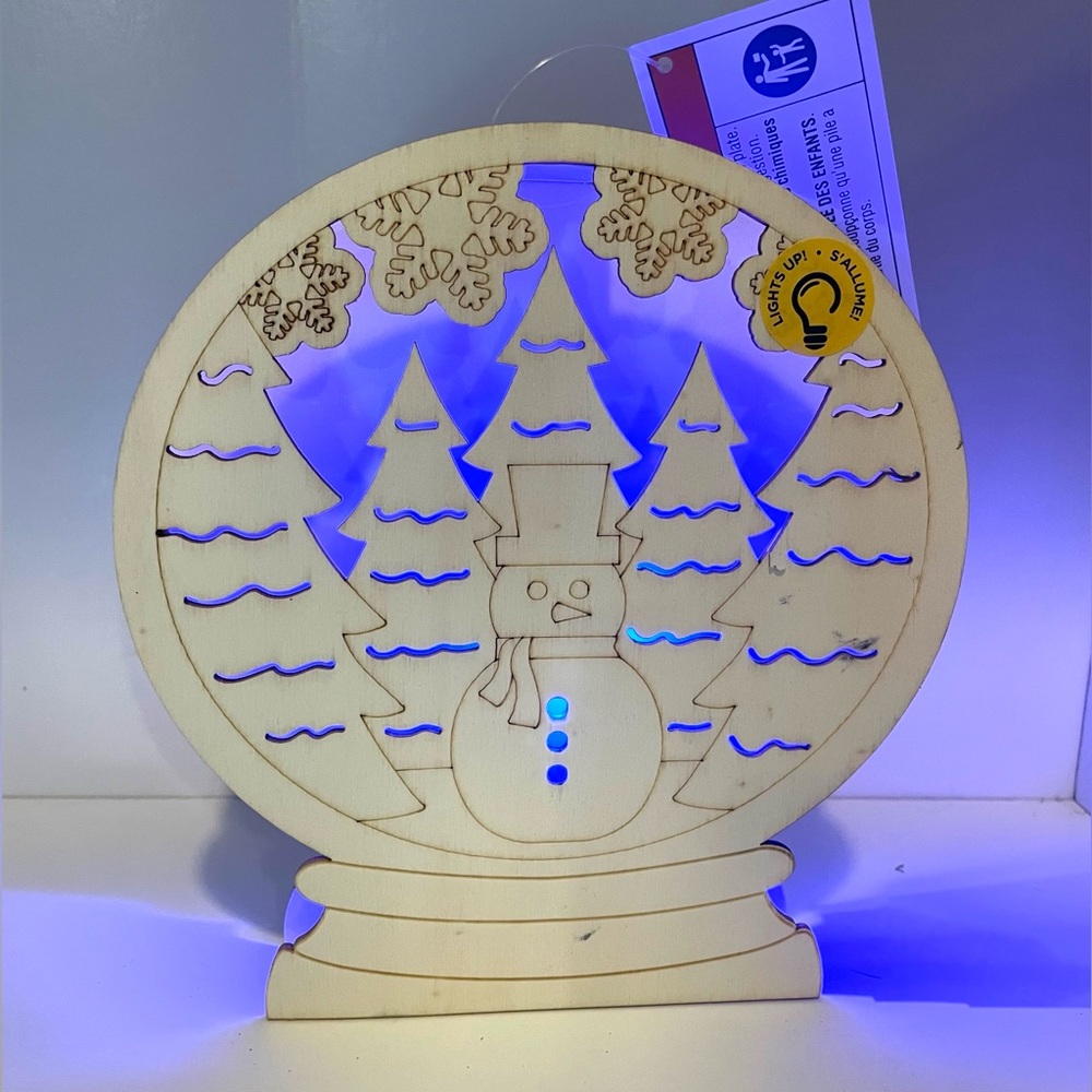 Light up LED Snowman & Christmas tree Snow globe,Paintable Christmas Craft Decor